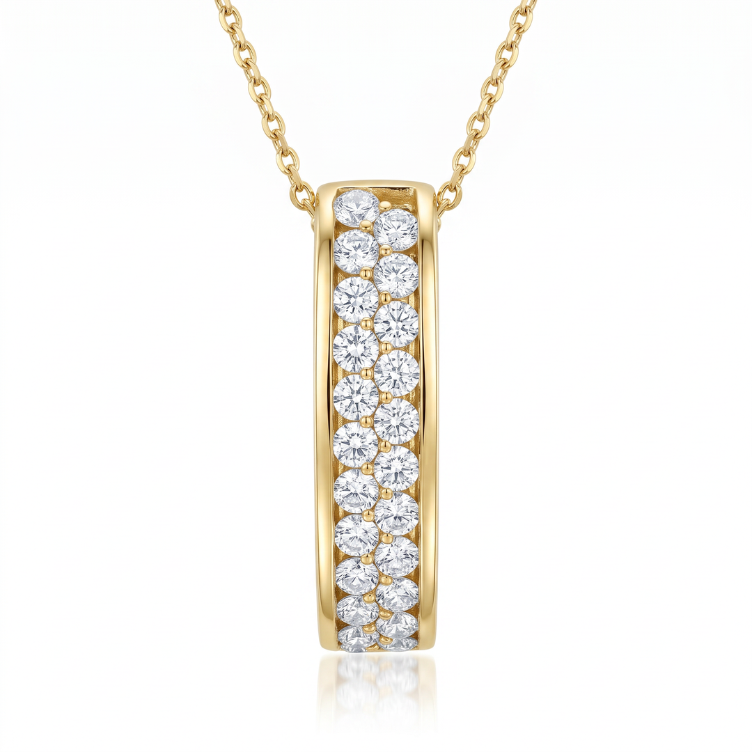 Pavé Diamond Bar Pendant in Yellow Gold — 0.49ct TW