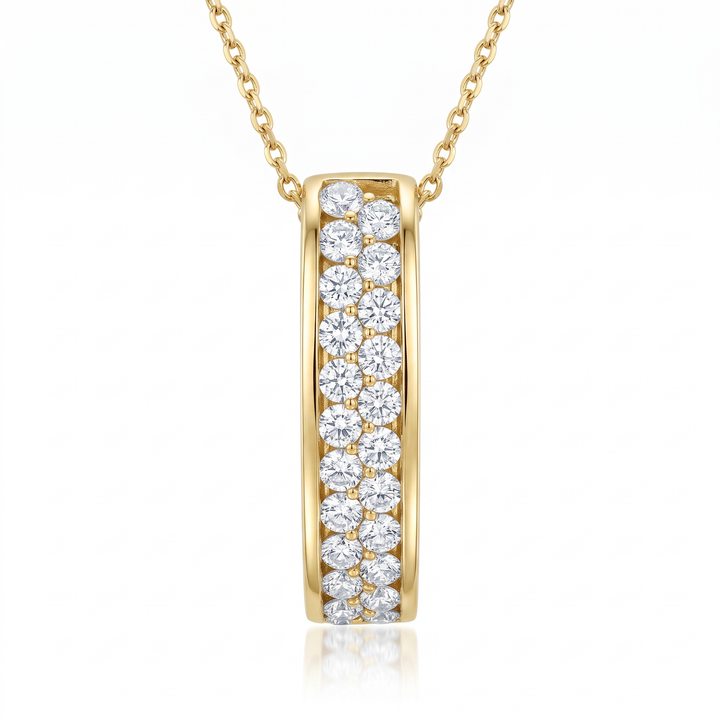 Pavé Diamond Bar Pendant in Yellow Gold — 0.49ct TW