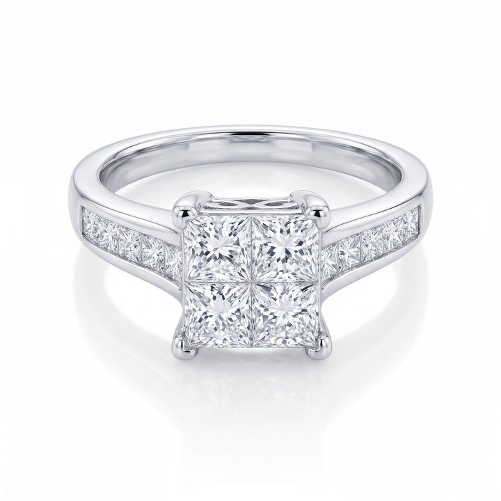 Princess-Cut Diamond Cluster Ring — 0.99ct TW