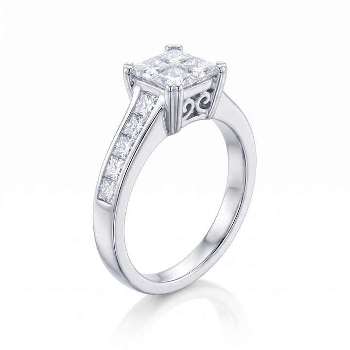 Princess-Cut Diamond Cluster Ring — 0.99ct TW