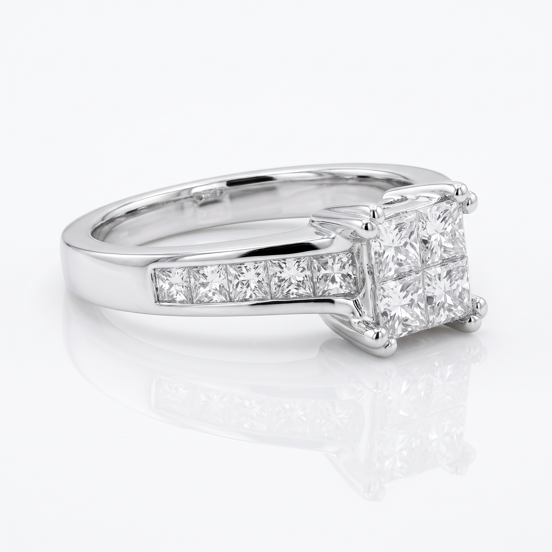 Princess-Cut Diamond Cluster Ring — 0.99ct TW