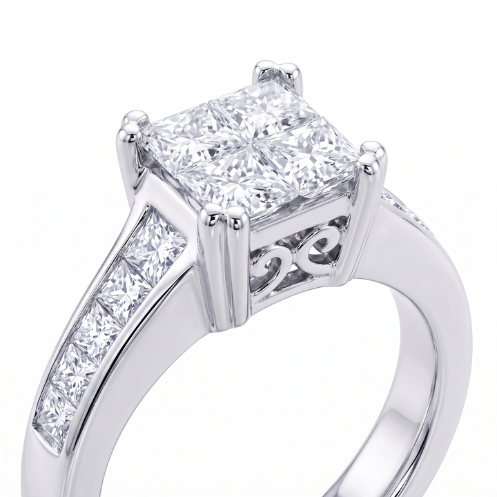 Princess-Cut Diamond Cluster Ring — 0.99ct TW