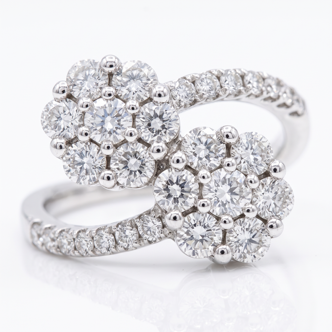 Twin Diamond Cluster Bypass Ring — 0.84ct TW