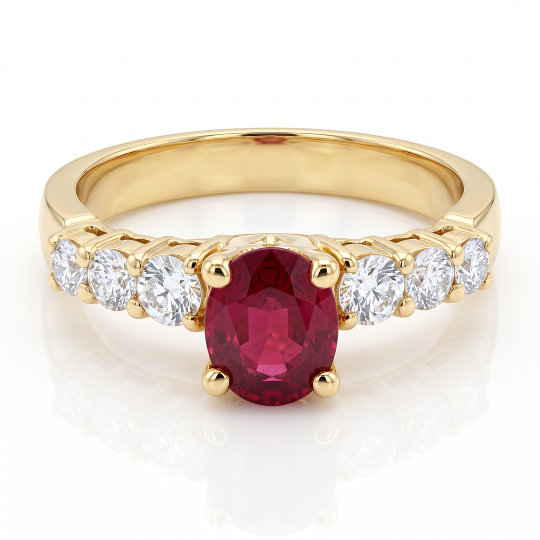 Ruby &amp; Diamond Ring, Yellow Gold