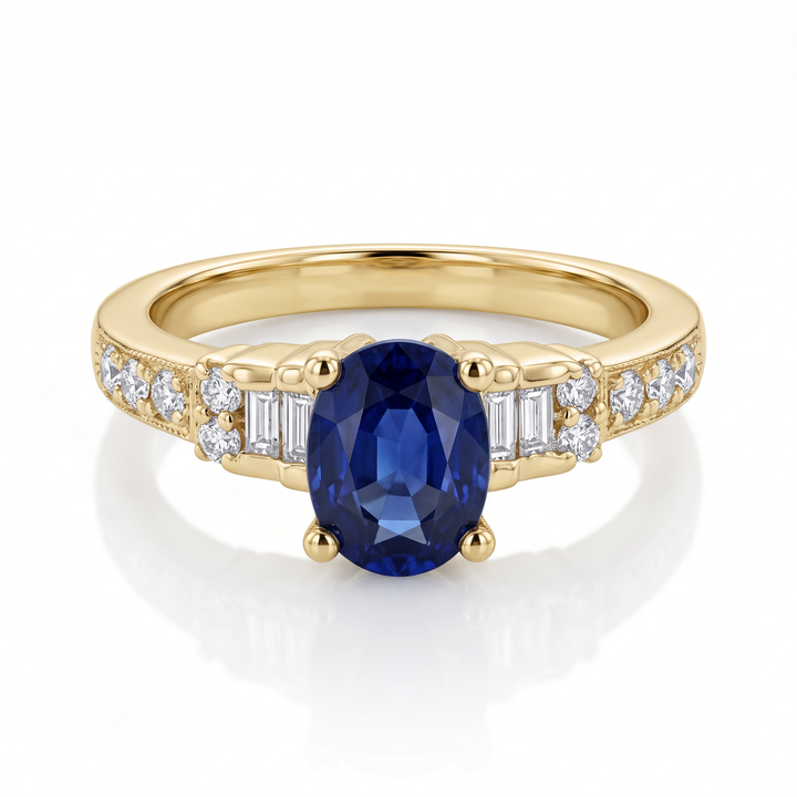 Oval Sapphire &amp; Diamond Ring, Yellow Gold