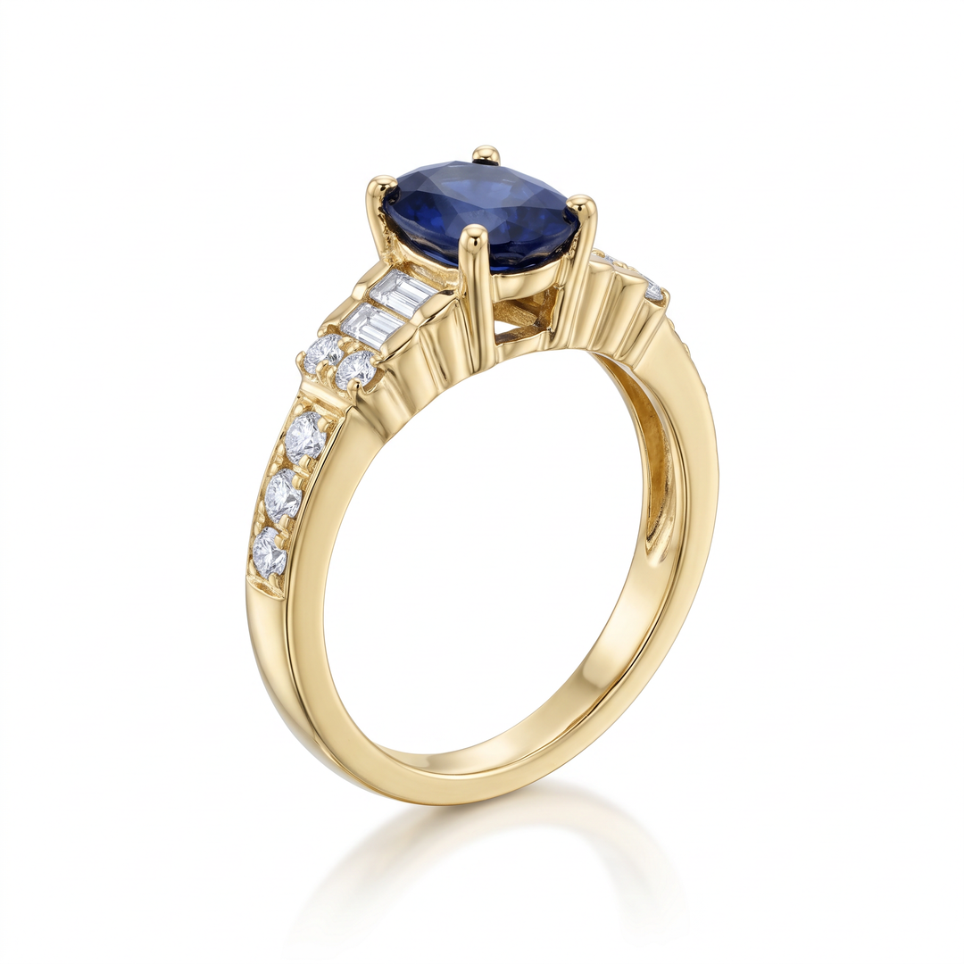 Oval Sapphire &amp; Diamond Ring, Yellow Gold