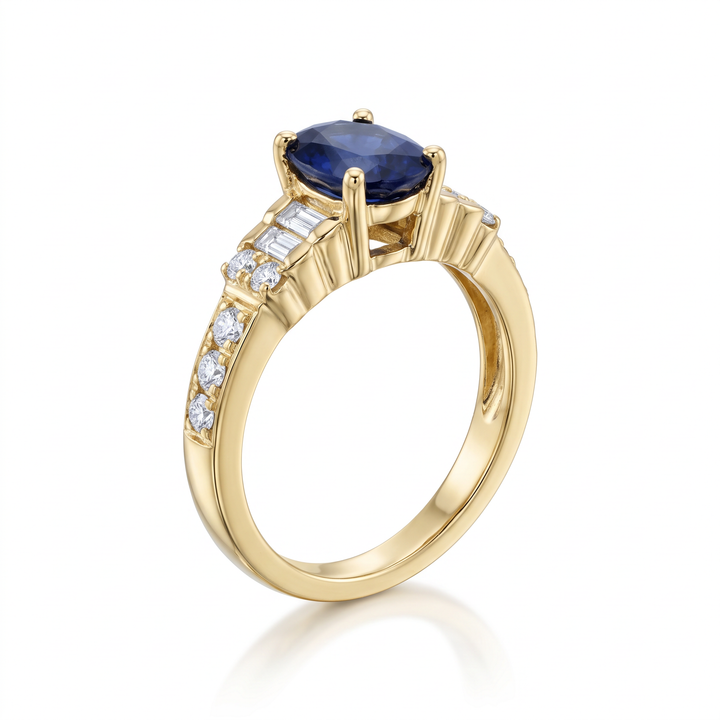 Oval Sapphire &amp; Diamond Ring, Yellow Gold
