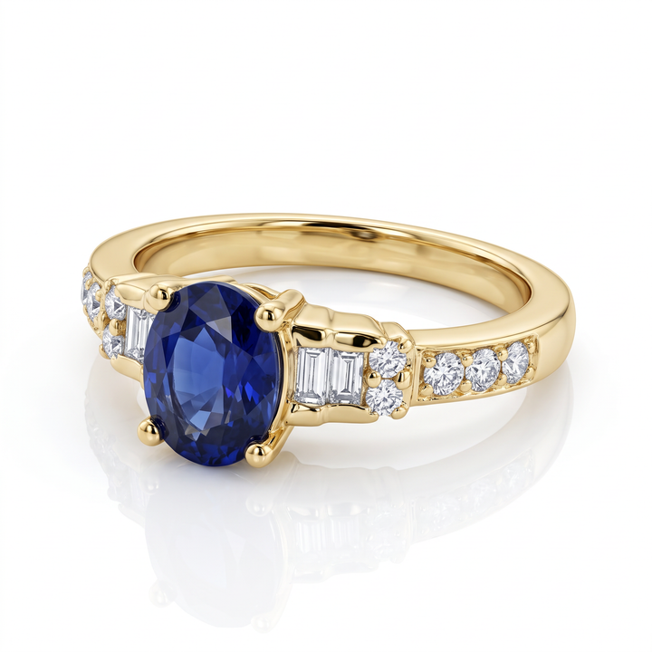 Oval Sapphire &amp; Diamond Ring, Yellow Gold