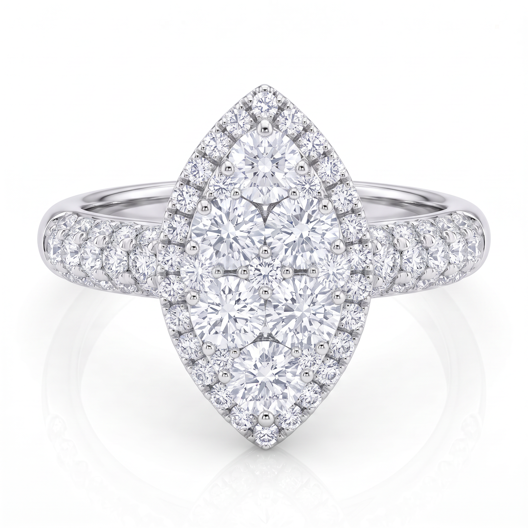 Marquise Diamond Cluster Halo Ring — 1.15ct TW