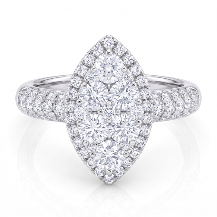 Marquise Diamond Cluster Halo Ring — 1.15ct TW