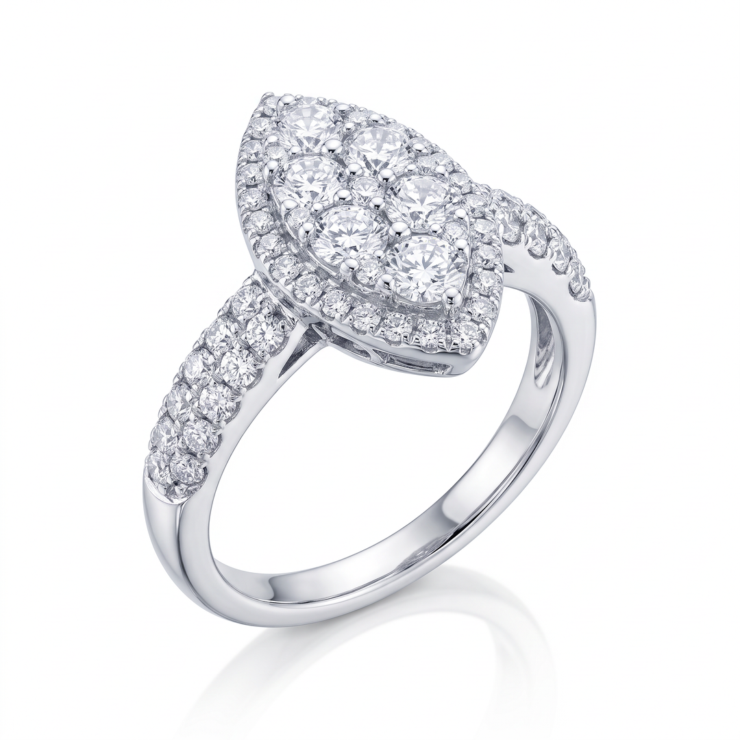 Marquise Diamond Cluster Halo Ring — 1.15ct TW