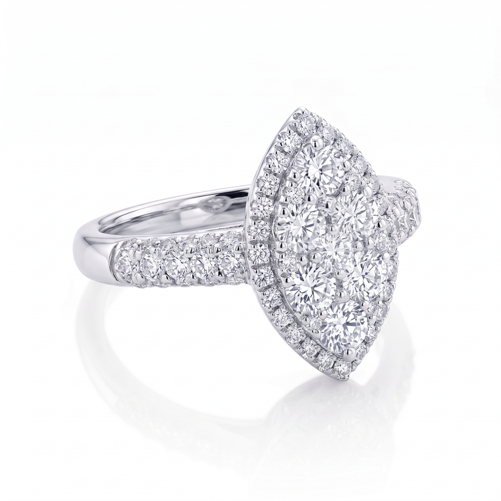 Marquise Diamond Cluster Halo Ring — 1.15ct TW