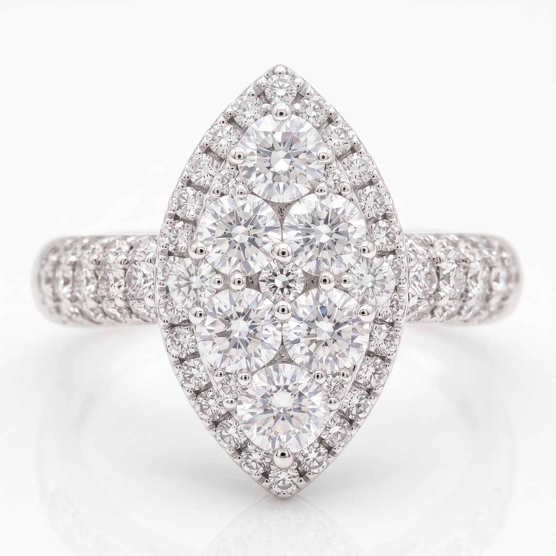 Marquise Diamond Cluster Halo Ring — 1.15ct TW