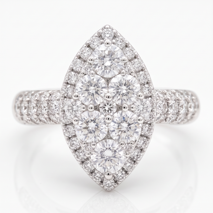 Marquise Diamond Cluster Halo Ring — 1.15ct TW