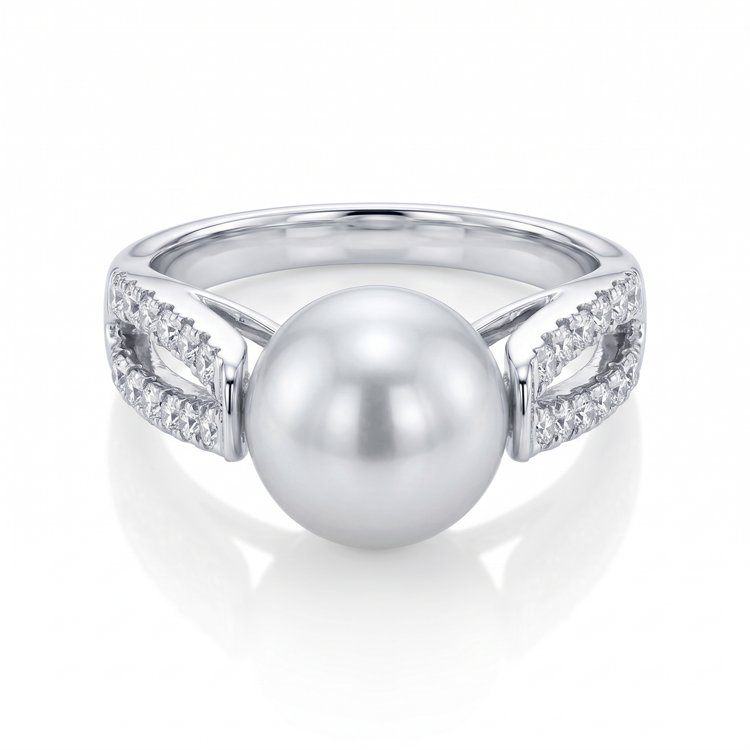 South Sea Pearl Split Shank Ring — 0.50ct TW
