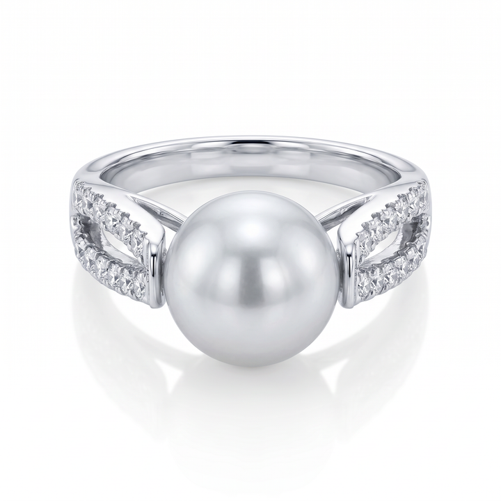 South Sea Pearl Split Shank Ring — 0.50ct TW