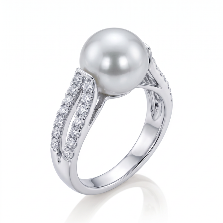 South Sea Pearl Split Shank Ring — 0.50ct TW