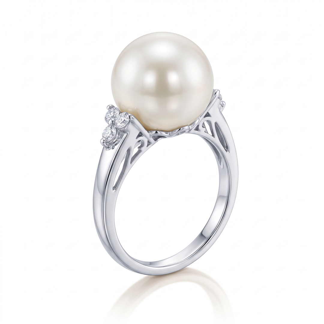 South Sea Pearl &amp; Diamond Ring — 0.28ct TW