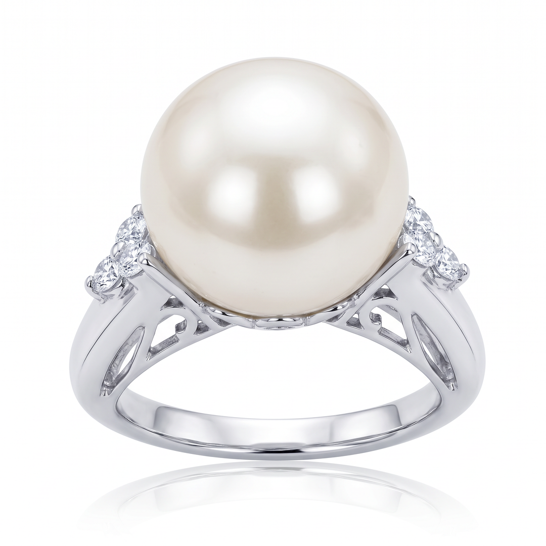 South Sea Pearl &amp; Diamond Ring — 0.28ct TW