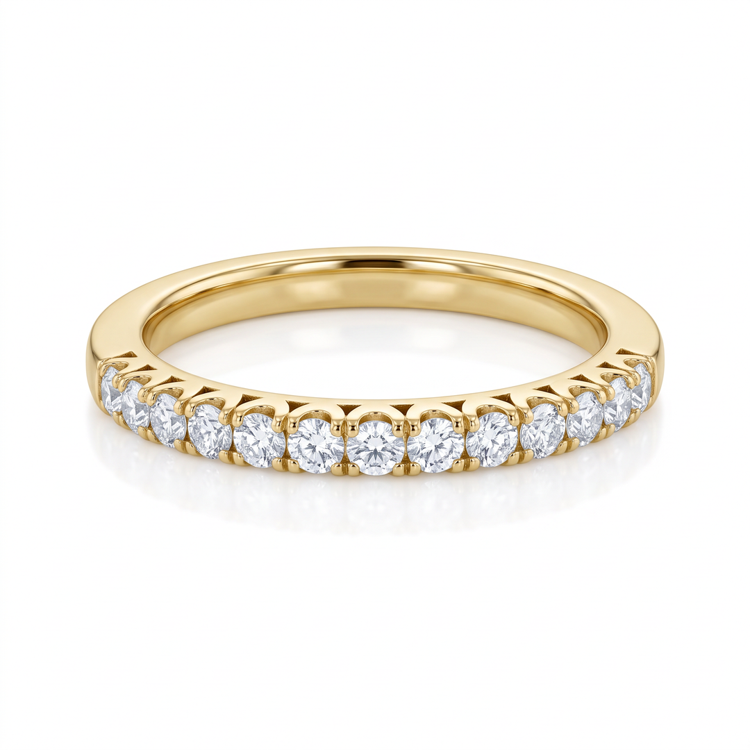Scalloped Yellow Gold Diamond Band — 0.25ct TW
