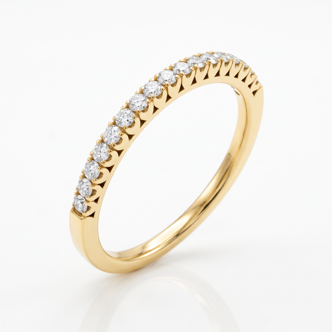 Scalloped Yellow Gold Diamond Band — 0.25ct TW