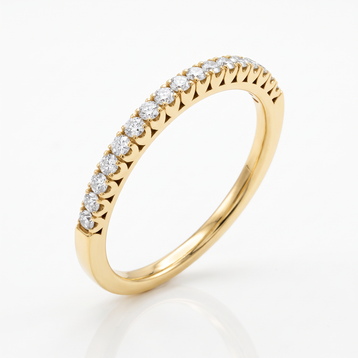 Scalloped Yellow Gold Diamond Band — 0.25ct TW