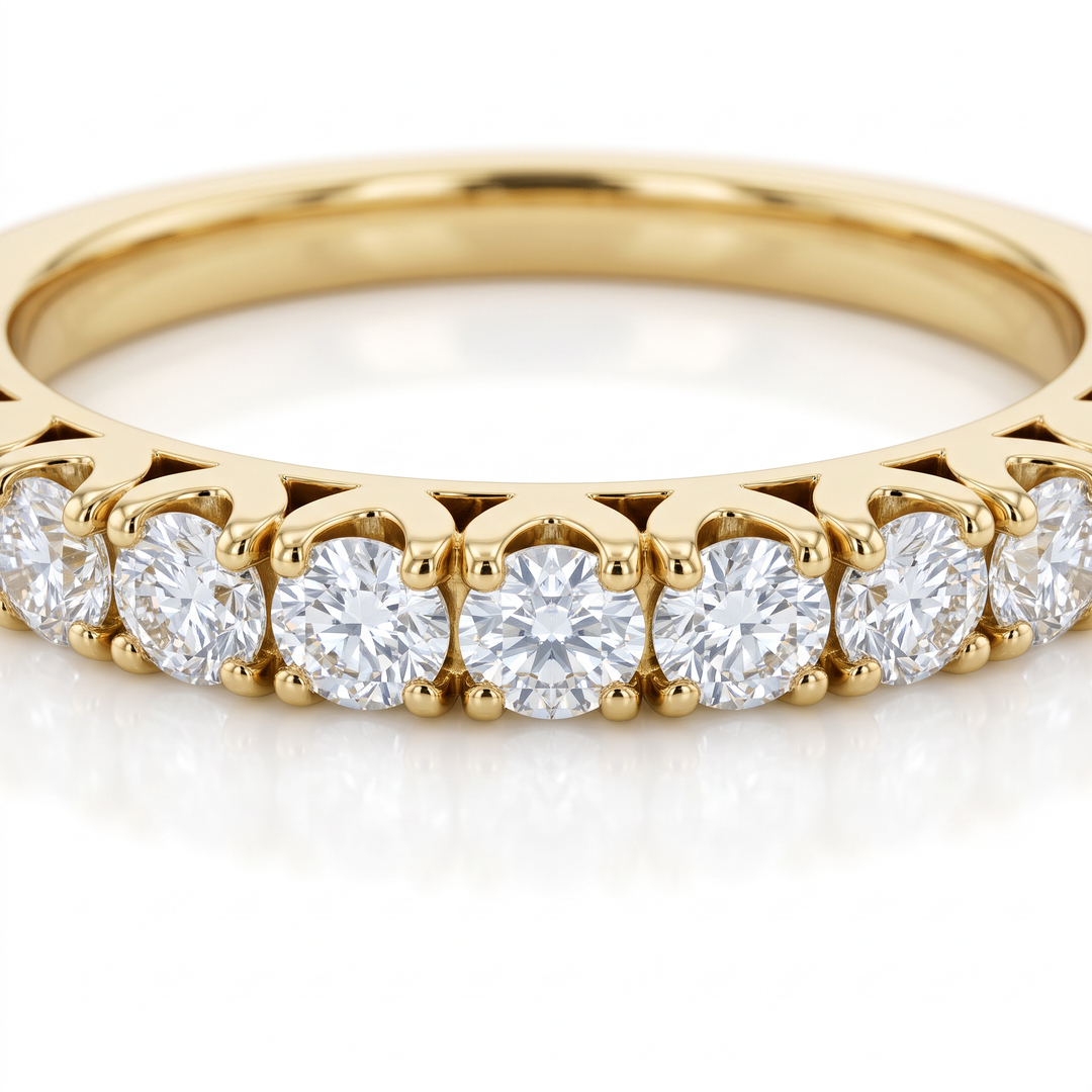Scalloped Yellow Gold Diamond Band — 0.25ct TW