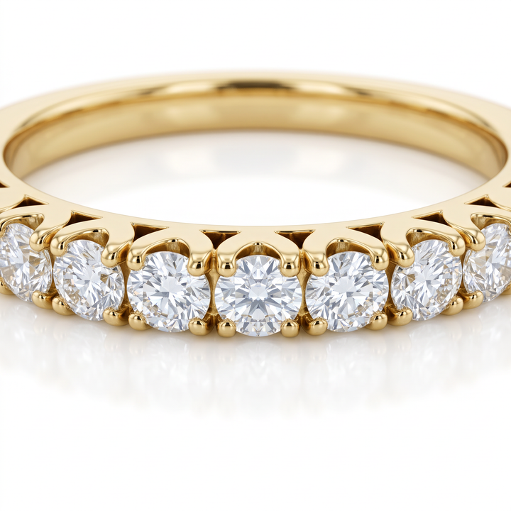 Scalloped Yellow Gold Diamond Band — 0.25ct TW