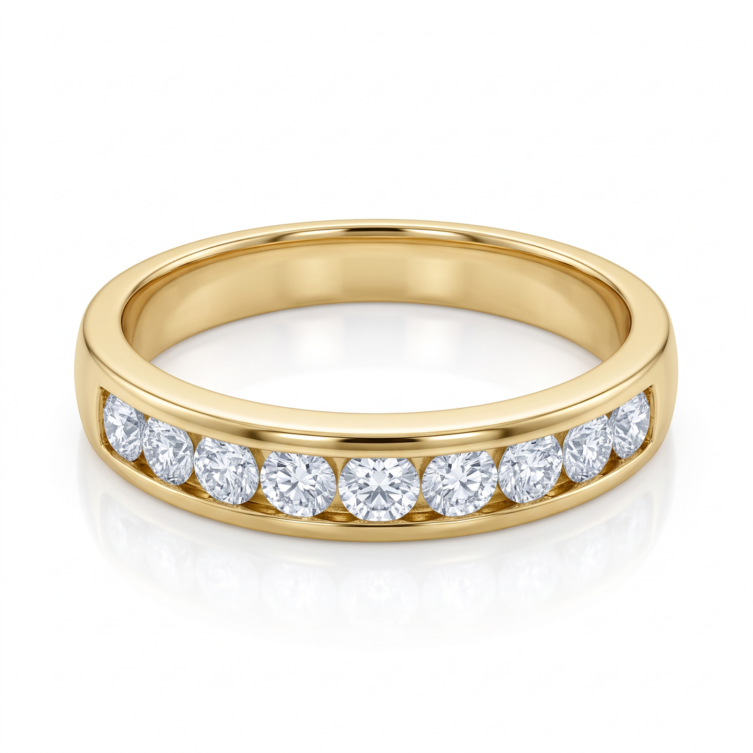 Nine-Stone Yellow Gold Channel Band — 0.56ct TW