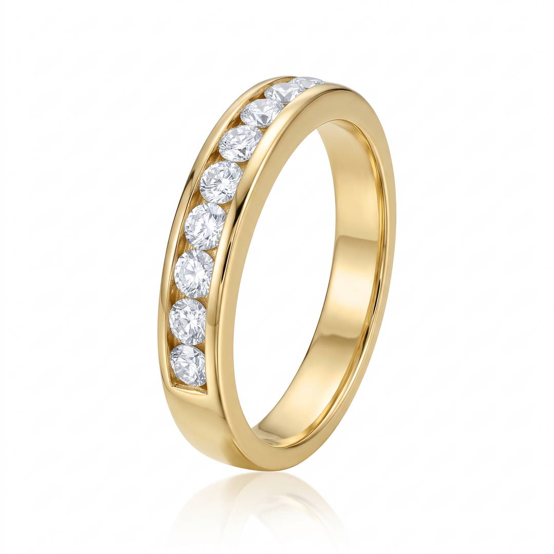 Nine-Stone Yellow Gold Channel Band — 0.56ct TW