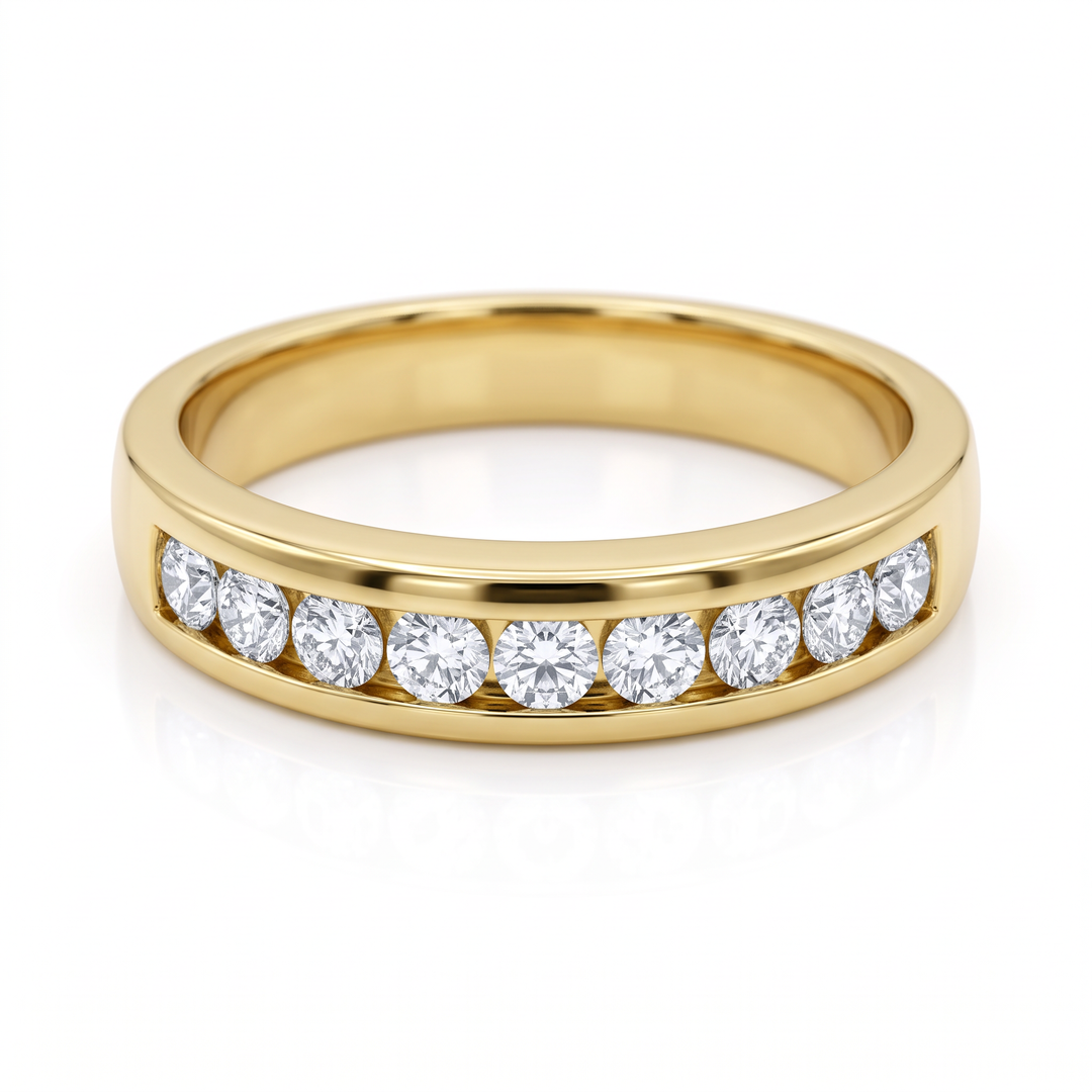 Nine-Stone Yellow Gold Channel Band — 0.56ct TW