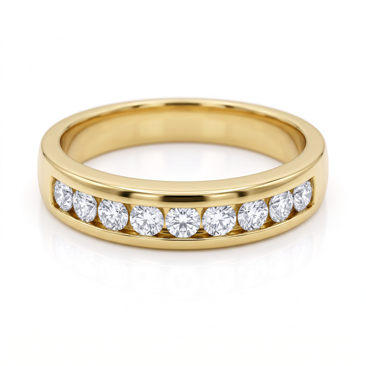 Nine-Stone Yellow Gold Channel Band — 0.56ct TW