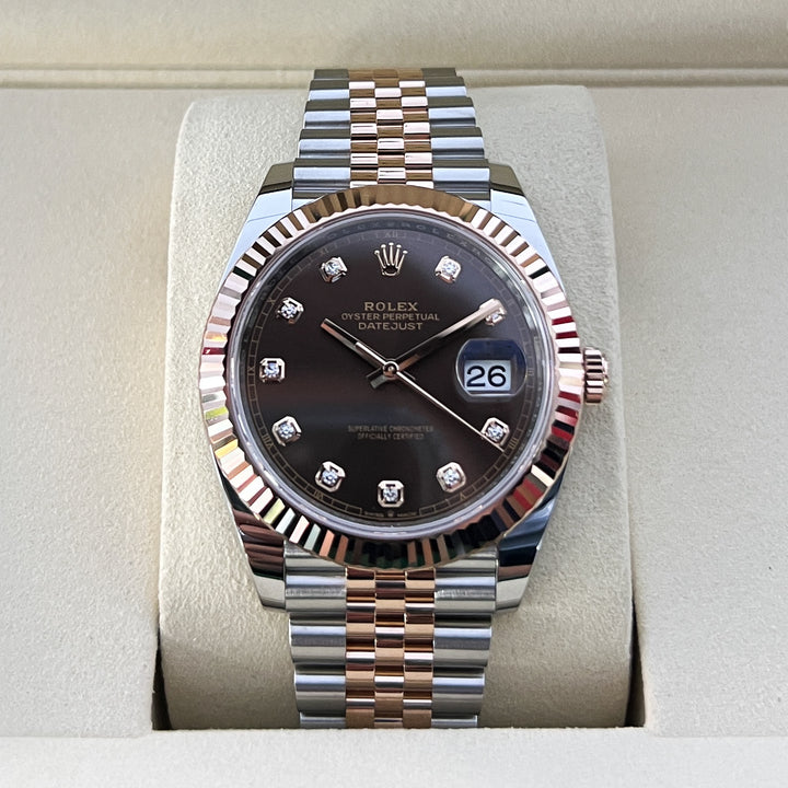 Rolex Datejust41 41mm Steel/RG Chocolate Dial Diamond Markers 2026 Ref m126331-0004 (#1074)
