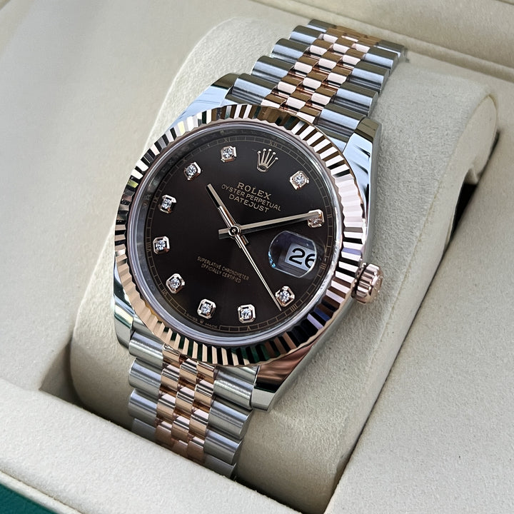 Rolex Datejust41 41mm Steel/RG Chocolate Dial Diamond Markers 2026 Ref m126331-0004 (#1074)