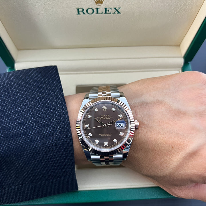 Rolex Datejust41 41mm Steel/RG Chocolate Dial Diamond Markers 2026 Ref m126331-0004 (#1074)