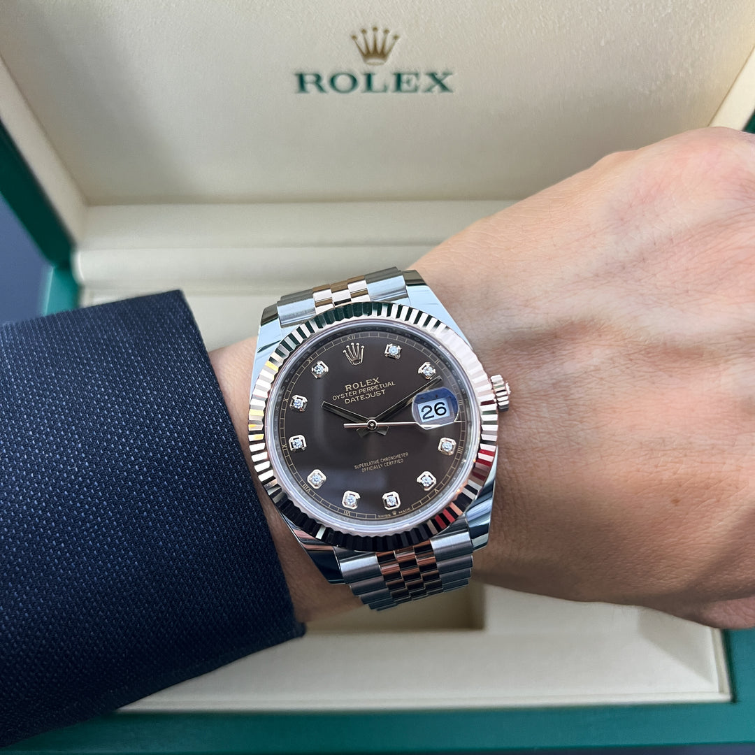 Rolex Datejust41 41mm Steel/RG Chocolate Dial Diamond Markers 2026 Ref m126331-0004 (#1074)