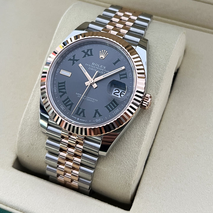 Rolex Datejust41 41mm 'Wimbledon' Steel/RG Slate Dial Numeral Markers 2026 Ref m126331-0016 (#1076)