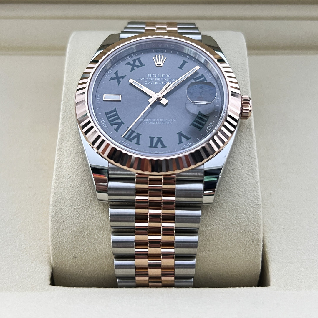 Rolex Datejust41 41mm 'Wimbledon' Steel/RG Slate Dial Numeral Markers 2026 Ref m126331-0016 (#1076)