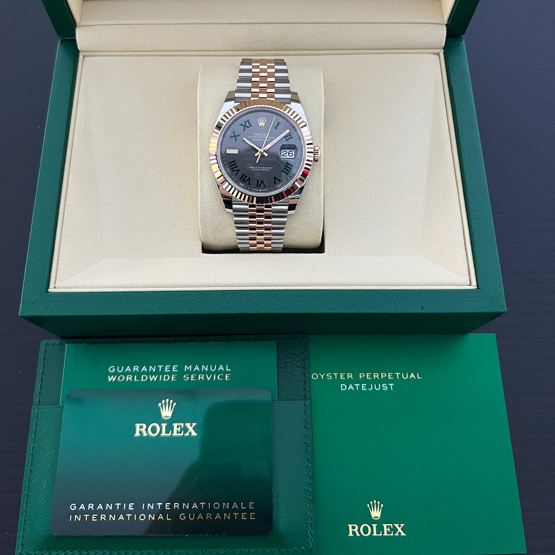 Rolex Datejust41 41mm 'Wimbledon' Steel/RG Slate Dial Numeral Markers 2026 Ref m126331-0016 (#1076)