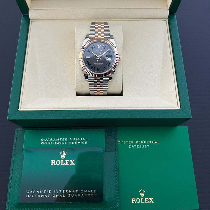 Rolex Datejust41 41mm 'Wimbledon' Steel/RG Slate Dial Numeral Markers 2026 Ref m126331-0016 (#1076)