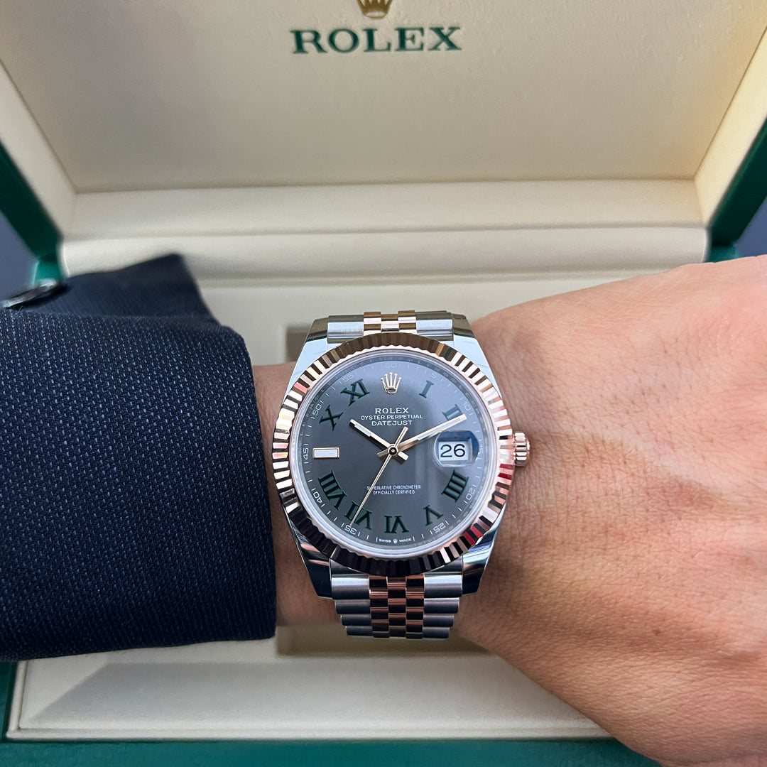 Rolex Datejust41 41mm 'Wimbledon' Steel/RG Slate Dial Numeral Markers 2026 Ref m126331-0016 (#1076)