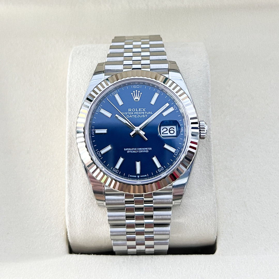 Rolex Datejust41 41mm Steel/WG Blue Dial Stick Markers 2025 Ref m126334-0002 (#1052)