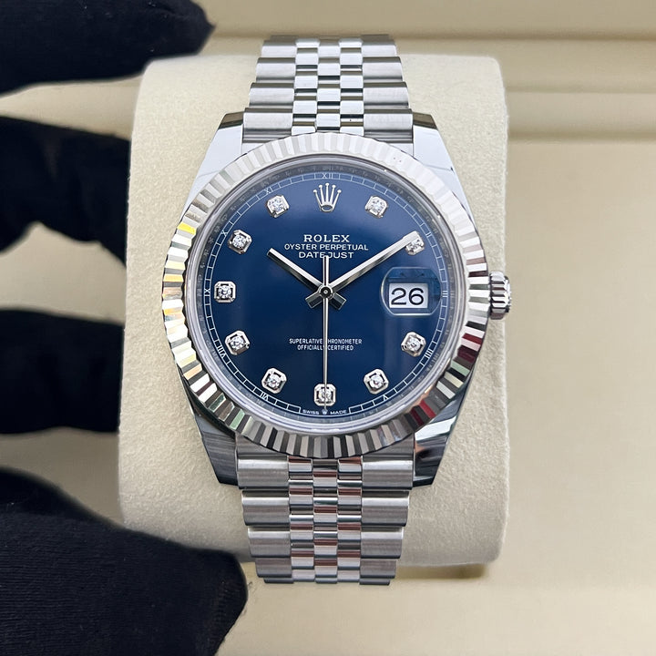 Rolex Datejust41 41mm Steel/WG Blue Dial Diamond Markers 2025 Ref m126334-0016 (#1045)