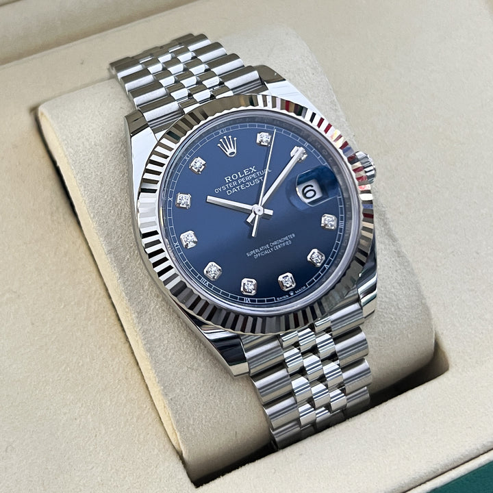 Rolex Datejust41 41mm Steel/WG Blue Dial Diamond Markers 2025 Ref m126334-0016 (#1046)