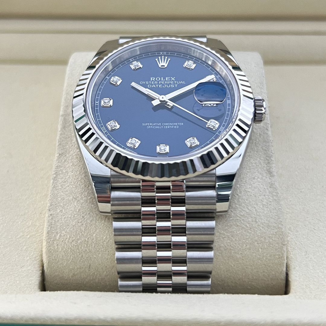 Rolex Datejust41 41mm Steel/WG Blue Dial Diamond Markers 2025 Ref m126334-0016 (#1046)