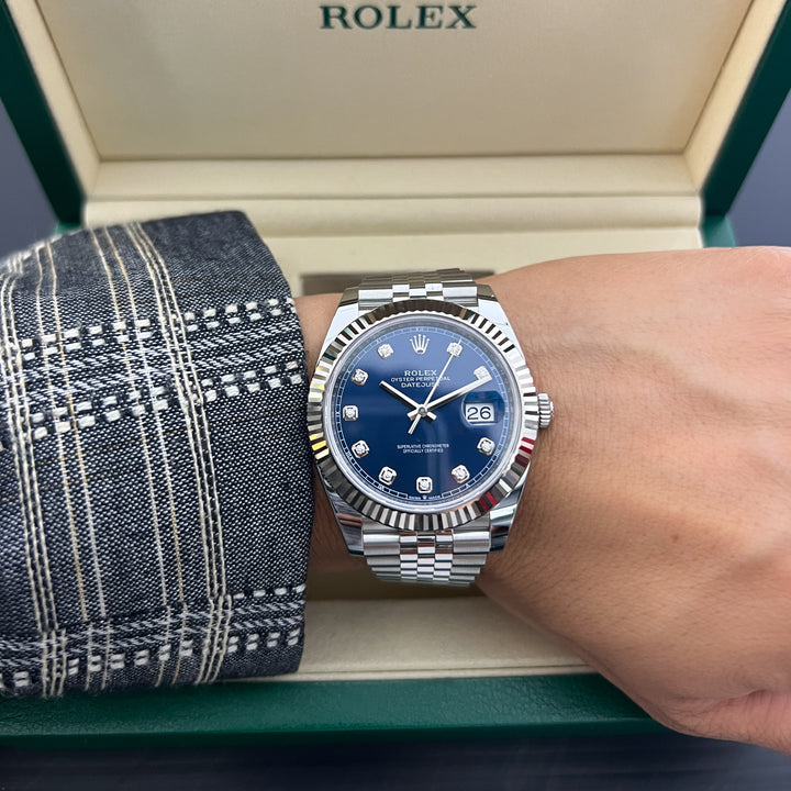 Rolex Datejust41 41mm Steel/WG Blue Dial Diamond Markers 2025 Ref m126334-0016 (#1046)