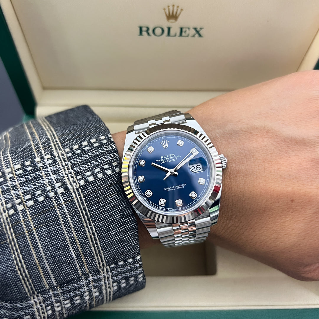 Rolex Datejust41 41mm Steel/WG Blue Dial Diamond Markers 2025 Ref m126334-0016 (#1046)