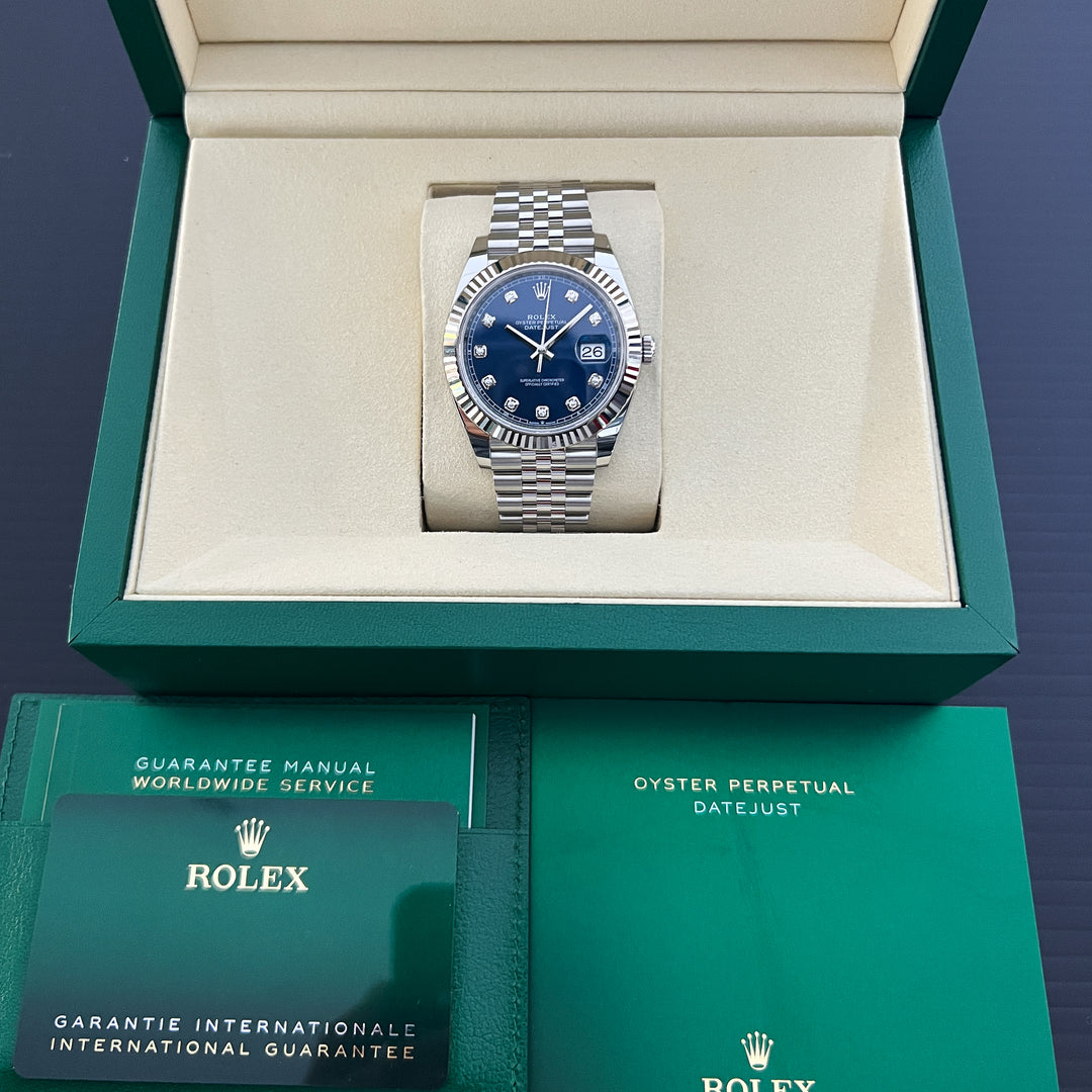 Rolex Datejust41 41mm Steel/WG Blue Dial Diamond Markers 2025 Ref m126334-0016 (#1045)