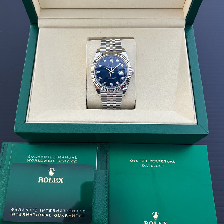 Rolex Datejust41 41mm Steel/WG Blue Dial Diamond Markers 2025 Ref m126334-0016 (#1046)