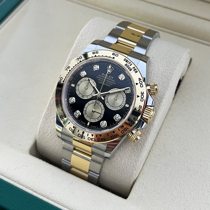 Rolex Cosmograph Daytona 40mm Steel/YG Black Dial Diamond Markers 2025 Ref m126503-0002 (#1090)